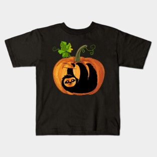 Sloth in pumpkin Kids T-Shirt